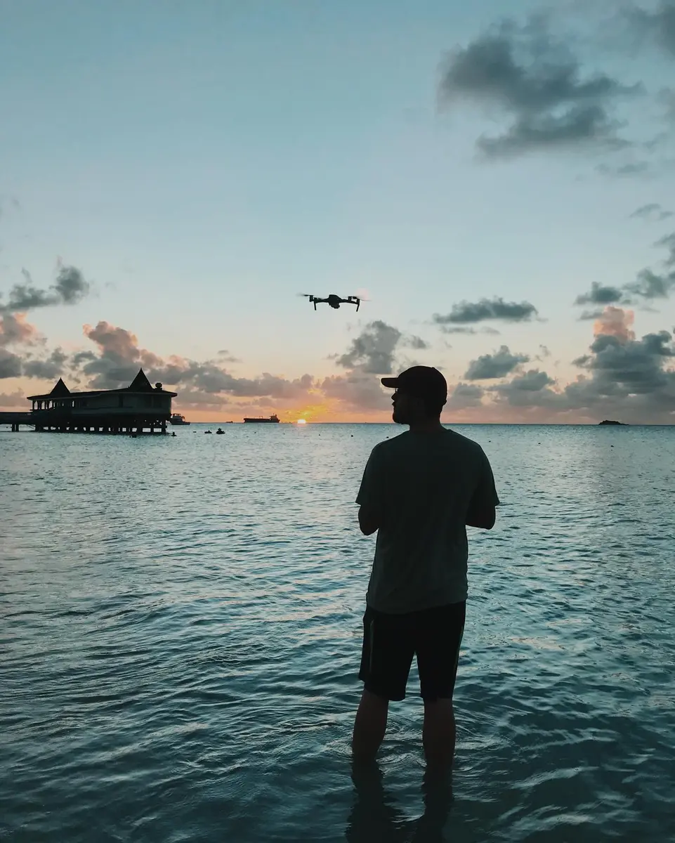 A person looking across open water
